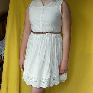 Girls white lace dress knee length size 16